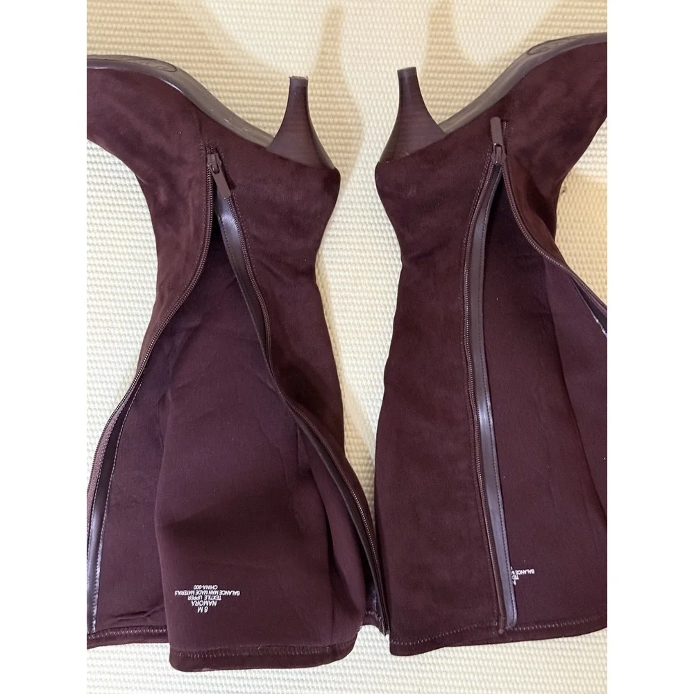 Chocolate Brown Impo Stretch Memory Foam Knee High Tall Boots Size Women 8M Zip